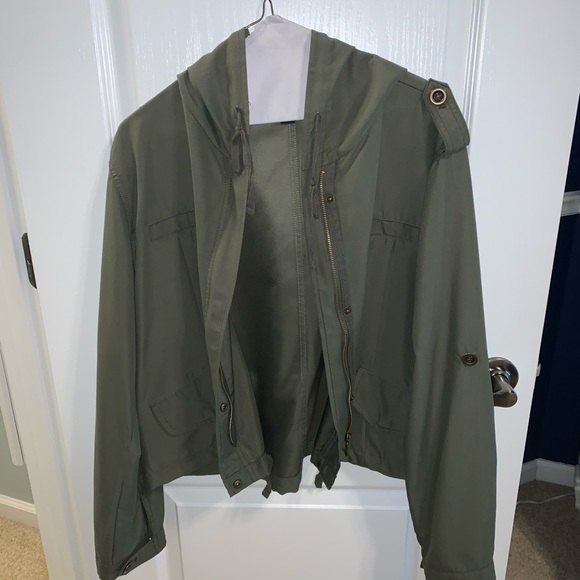 Forever 21 Jackets & Blazers - olive green zip up jacket w/ gold accents